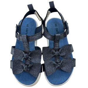 Carter’s Toddler Girl Navy Chambray Platform Sandals in Size 8 with Bows